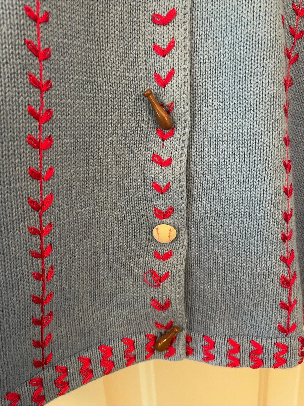 Vintage Storybook Knits Baseball US Flag  Sweater, Size Large - Picture 3 of 8